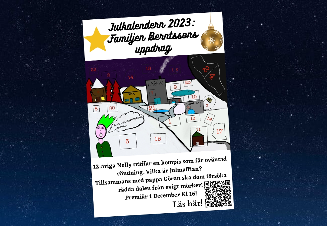 Såhär ser affichen ut! Kolla på radiojulkalenderfantasten instagram om du vill skriva ut en!